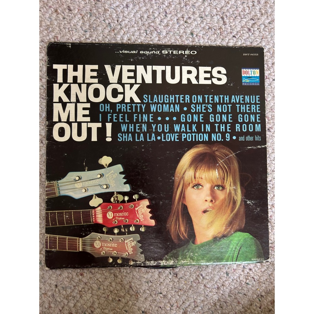 The Ventures Knock Me Out! Vinyl LP Record Dolton BST-8033 Stereo 1965 Surf Rock